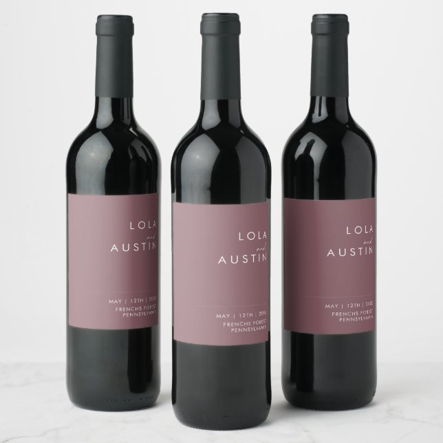 Rótulo De Garrafa De Cerveja Dusty Boho | Rótulo de Vinho de Casamento Roxo (Garrafas)