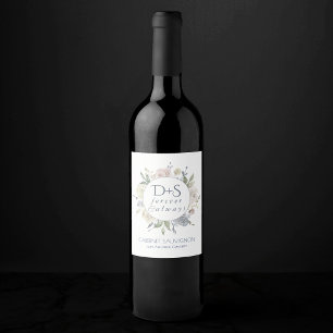Rótulo De Garrafa De Cerveja Dusty Floral Monograma   Favor do "Soft Wreath Kee