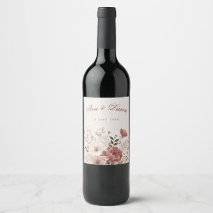 Rótulo De Garrafa De Cerveja Dusty Pink Ivory Floral Recepção de casamento