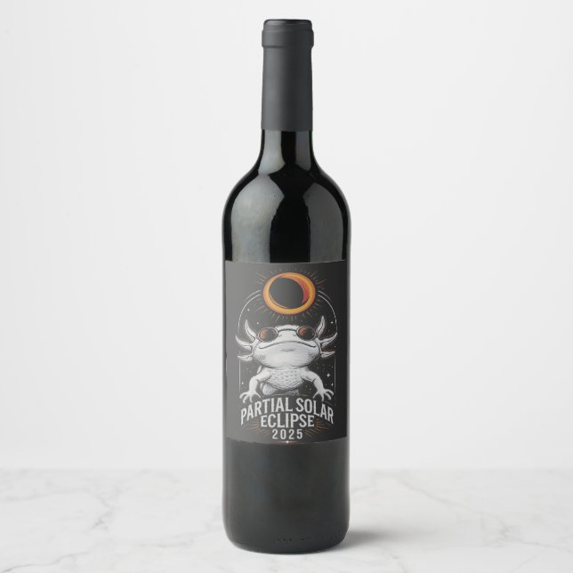 Rótulo De Garrafa De Cerveja Eclipse Solar Parcial 2025 Anfíbio Axolotl (Frente)
