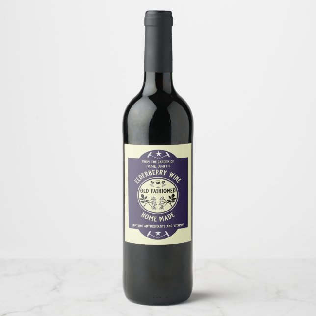 Rótulo De Garrafa De Cerveja Elderberry casada personalizada (Frente)