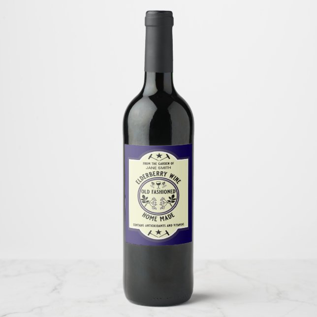 Rótulo De Garrafa De Cerveja Elderberry casada personalizada (Frente)