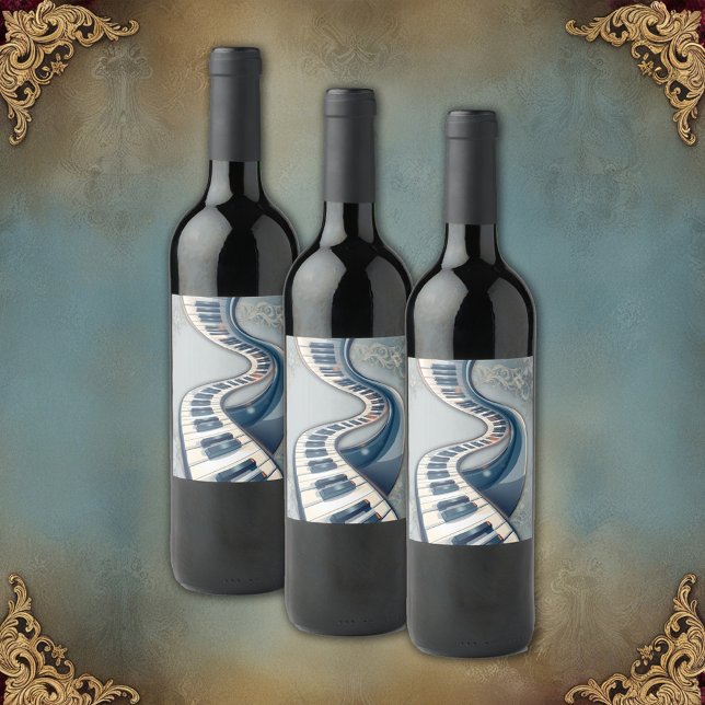 Rótulo De Garrafa De Cerveja Elegance in piano keys and blossoms.  (Criador carregado)