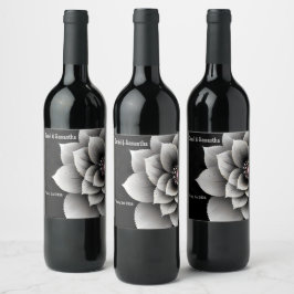 Rótulo De Garrafa De Cerveja Elegância do eterno: Casamento do Flor Negro e Sil