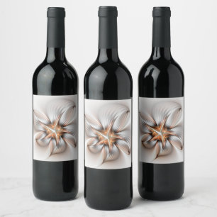 Rótulo De Garrafa De Cerveja Elegância Floral Moderna Abstrato de Arte Fractal