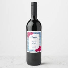 Rótulo De Garrafa De Cerveja Elegância Grecian de Aquarela + Flores Rosa