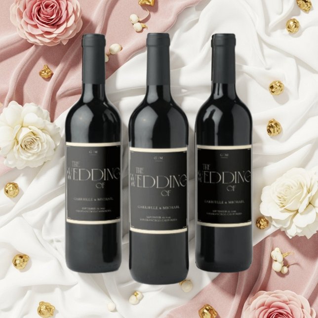 Rótulo De Garrafa De Cerveja Elegant Art Deco Black Cream Old Money Style (Criador carregado)