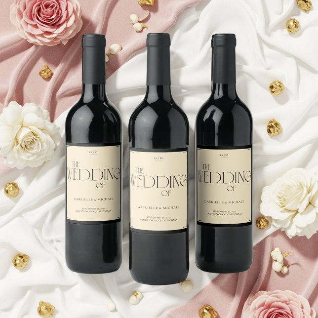 Rótulo De Garrafa De Cerveja Elegant Art Deco Cream Black Old Money Style (Criador carregado)