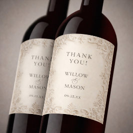 Rótulo De Garrafa De Cerveja Elegant Classic Scrollwork Baroque Wedding