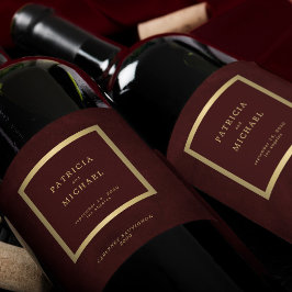 Rótulo De Garrafa De Cerveja Elegant deep burgundy gold wedding personalized