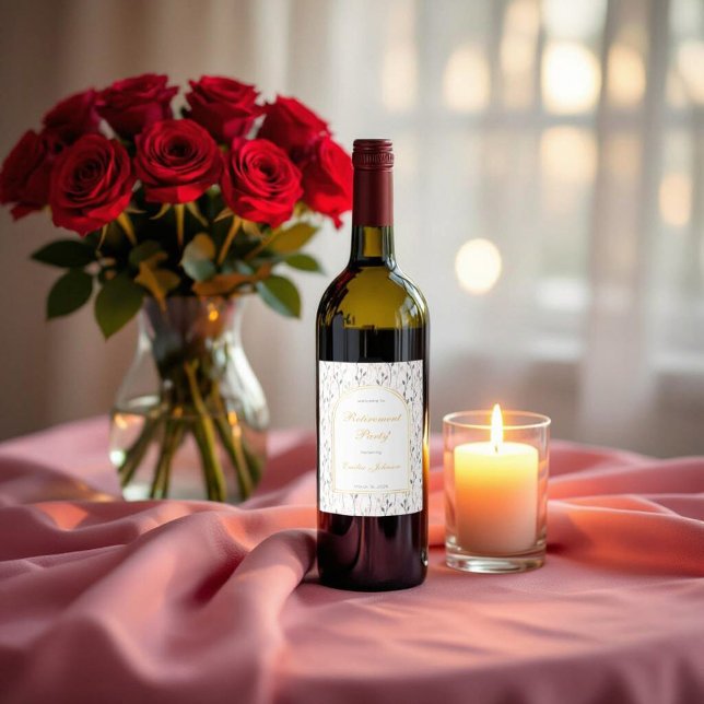 Rótulo De Garrafa De Cerveja Elegant Floral Arch Retirement Party  (Criador carregado)