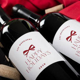 Rótulo De Garrafa De Cerveja Elegant modern red bow Christmas holiday