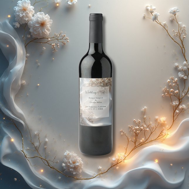 Rótulo De Garrafa De Cerveja Elegant romantic babys breath floral wedding (Criador carregado)