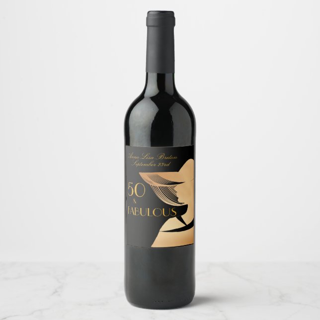 Rótulo De Garrafa De Cerveja Elegante art deco gold Fifty e Fabuloso design (Frente)