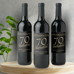 Rótulo De Garrafa De Cerveja Elegante Black 70 e Fabuloso 70 Birthday