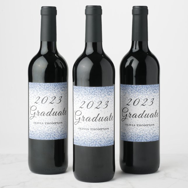 Rótulo De Garrafa De Cerveja Elegante Brilho Azul Formatura 2023  (Garrafas)