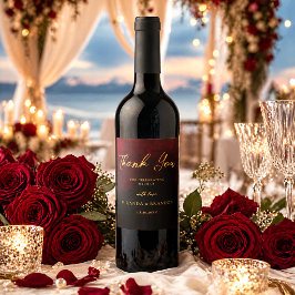 Rótulo De Garrafa De Cerveja Elegante Casamento Dourado Preto Vermelho