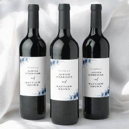 Rótulo De Garrafa De Cerveja Elegante Casamento Floral Azul Vintage Francês