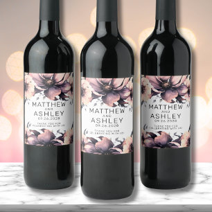 Rótulo De Garrafa De Cerveja Elegante Casamento Floral Rosa Boho