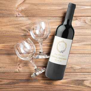 Rótulo De Garrafa De Cerveja Elegante Chá de Noiva Azul e Dourado da Era Regênc