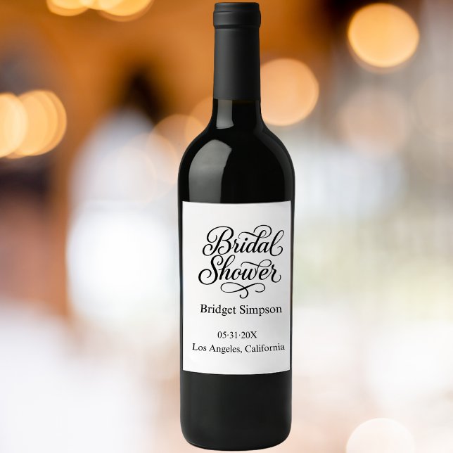 Rótulo De Garrafa De Cerveja Elegante Chá de panela preto e branco (Criador carregado)