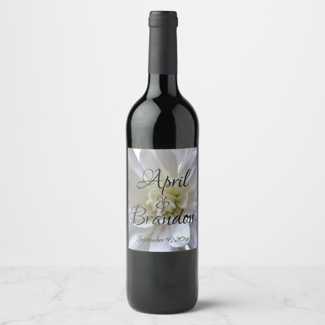 Rótulo De Garrafa De Cerveja Elegante crisântemo mum branco (Frente)