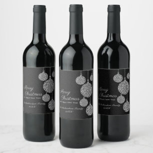 Rótulo De Garrafa De Cerveja Elegante Design de Natal Preto e Prata