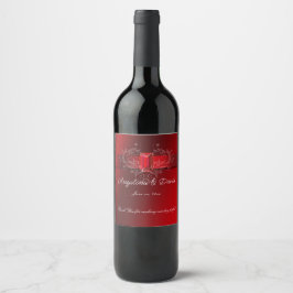 Rótulo De Garrafa De Cerveja Elegante Faixa de Cetim Vermelho com Rubi Brilhant