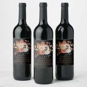 Rótulo De Garrafa De Cerveja Elegante Floral de Aquarela de Outono em Rótulo de