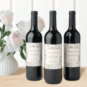 Rótulo De Garrafa De Cerveja Elegante Floral Terroso Creme Casamento 