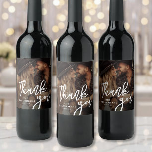 Rótulo De Garrafa De Cerveja Elegante Foto de Agradecimento Casamento
