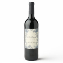 Elegante Garrafa de Vinho Floral Cinza Azul Casame