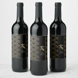 Rótulo De Garrafa De Cerveja Elegante Gatsby Art Déco Anos 1920 Dourado Casamen