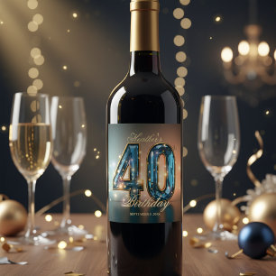 Rótulo De Garrafa De Cerveja Elegante Glamouroso Cristal Azul Turquesa Dourado