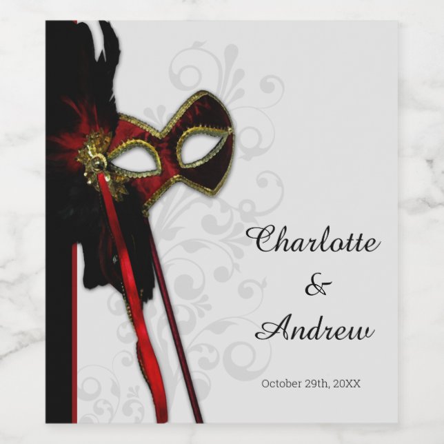 Rótulo De Garrafa De Cerveja Elegante Mascarada (Rótulo Único)