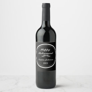 Rótulo De Garrafa De Cerveja Elegante Moderno Preto e Branco Feliz Aposentadori