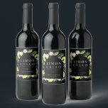 Rótulo De Garrafa De Cerveja Elegante Moldura de Limões Botânicos Limoncello Vi<br><div class="desc">Elegantes limões botânicos aquarela,  folhas e flores arco moldura,  rótulo de bebida limoncello em cor preta clássica. Linhas de modelo para seus nomes e data do evento.</div>