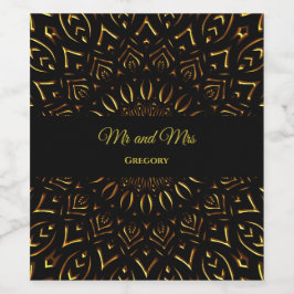 Rótulo De Garrafa De Cerveja Elegante na moda étnico mandala ornamentado negro 