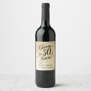 Rótulo De Garrafa De Cerveja Elegante Ouro 50º Aniversário