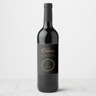 Rótulo De Garrafa De Cerveja Elegante Ouro em Preto Moderno Geométrico Casament