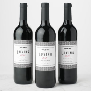 Rótulo De Garrafa De Cerveja Elegante Padrão Floral Sem Costura em Preto e Bran