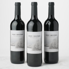 Rótulo De Garrafa De Cerveja Elegante Paisagem de Inverno Natal