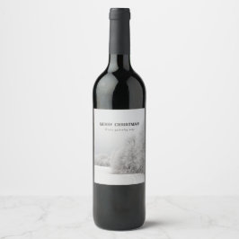 Rótulo De Garrafa De Cerveja Elegante Paisagem de Inverno Natal