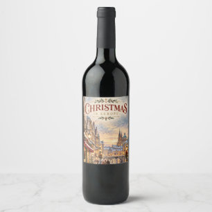 Rótulo De Garrafa De Cerveja Elegante Paisagem Urbana Europeia de Natal