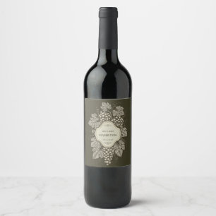 Rótulo De Garrafa De Cerveja Elegante parreira vintage com uvas e folhas