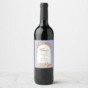 Rótulo De Garrafa De Cerveja Elegante Recepção de Casamento Floral Lavanda