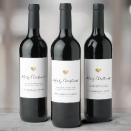 Rótulo De Garrafa De Cerveja Elegante Roteiro Moderno Coração de Ouro Feliz Nat