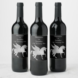 RÓTULO DE GARRAFA DE CERVEJA ELEGANTE SILVER UNICORN BLACK PERSONALIZÁVEL