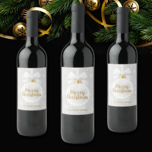 Rótulo De Garrafa De Cerveja Elegante Snowflake White Ornament Natal