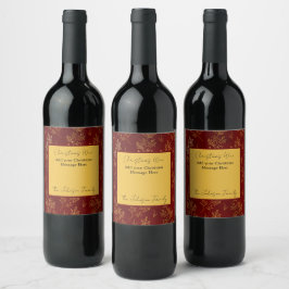 Rótulo De Garrafa De Cerveja Elegante Vermelho Festivo de Natal Folha de Ouro N